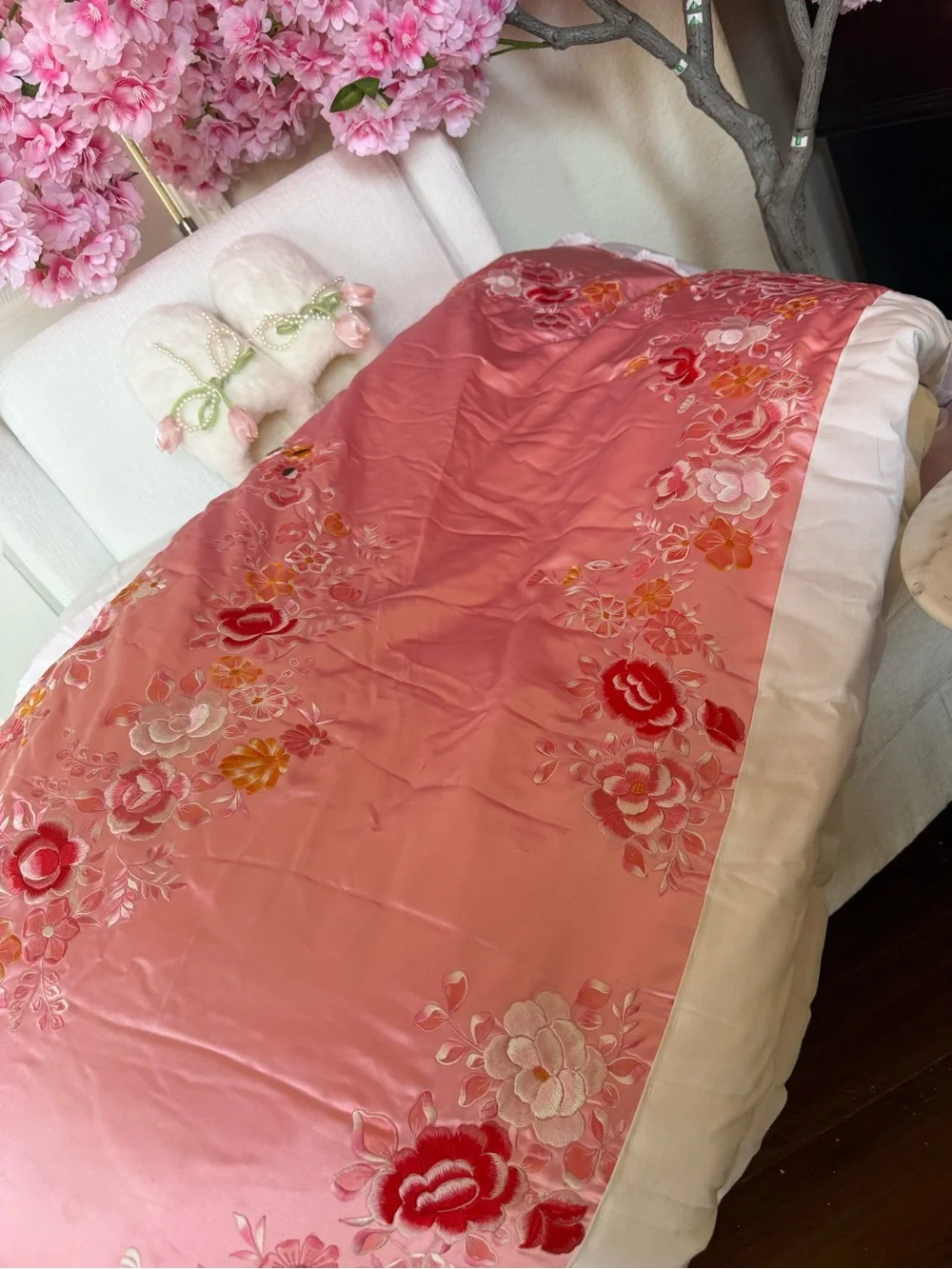 Vintage Japanese Silk-Satin Comforter japanese elegant